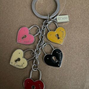 Coach Multicolor Heart Lock Keychain